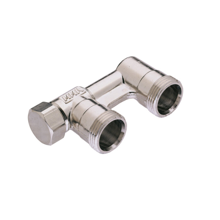 Förbigångsrör i metall för användning i ettrörsystem; möjliggör avlägsnande av radiator utan att störa flödet i radiatorslingan.