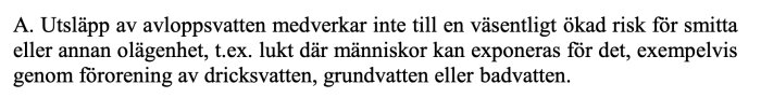 Text om avloppsvattenutsläpp och dess påverkan på hälsa och miljö.