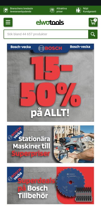Bosch-veckan på Elwotools med erbjudanden upp till 50% rabatt. Stationära maskiner och tillbehör till superpriser.