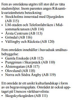 Lista över områden i Stockholm med Riksantikvarieämbetets beteckning, inklusive kulturella och småhusområden som Skogskyrkogården och Gamla Enskede.