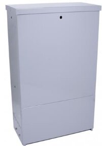 Markskåp med lås, ser enkelt ut och kan öppnas med nyckel eller verktyg.