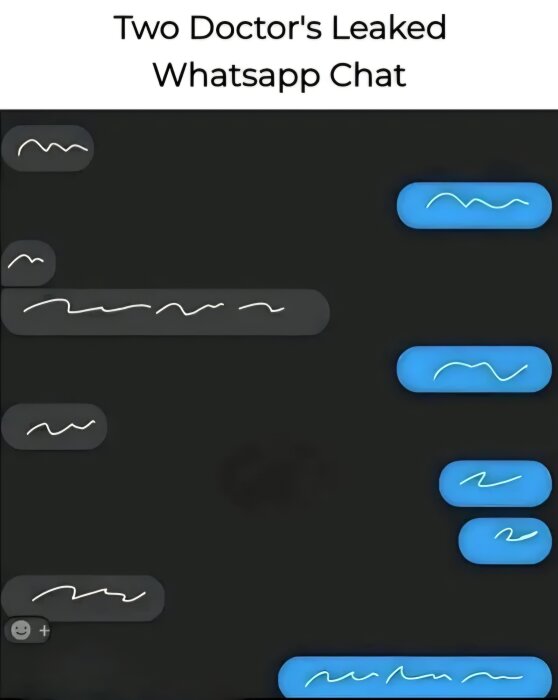 Leaked WhatsApp-konversation mellan två läkare, med textbubblor i svart och blått.