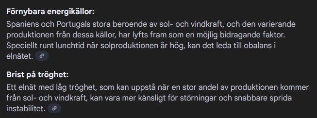 Diskussion om baskraftens betydelse i elnät med fokus på Spanien och Portugals förnybara energikällor och risk för obalans och störningar.