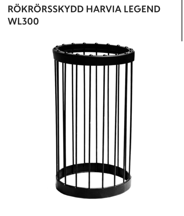 Rökrörsskydd Harvia Legend WL300, cylindrisk metallkonstruktion med vertikala stavar för skydd i bastu.