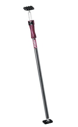 En justerbar stödstång med gummiklädda ändar, avsedd för att stabilisera strukturer vid byggprojekt.