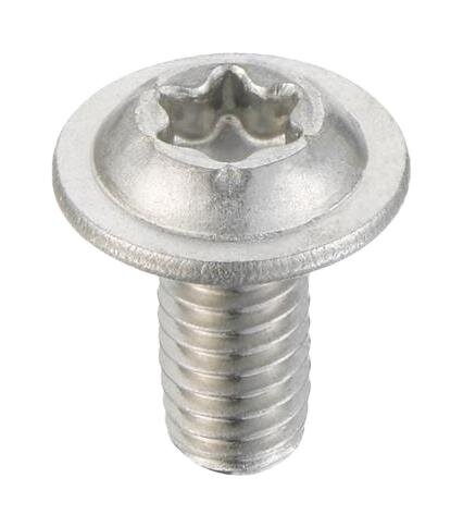 Stjärnformad skruv med platt huvud av metall, lämplig för att ge en slätare översida vid montering.