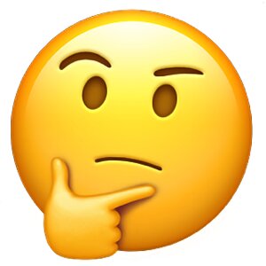 Tänker-emoji med handen under hakan, fundersamt uttryck.