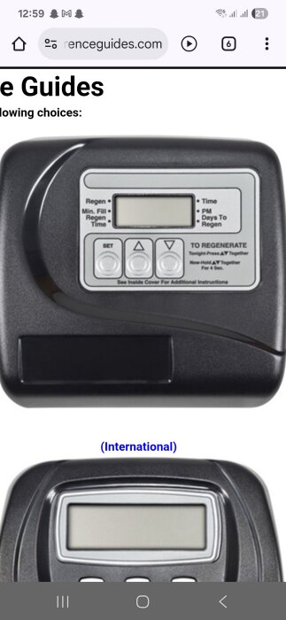 Kontrollenhet med knappar och display, instruktioner säger "kontakt återförsäljare".