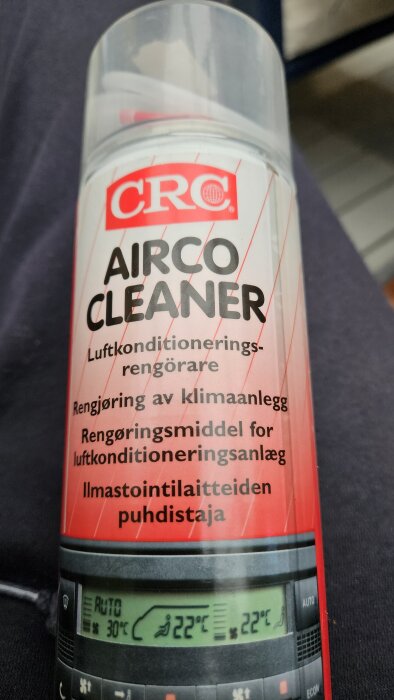 Sprejflaska med CRC Airco Cleaner för rengöring av luftkonditioneringsanläggningar.