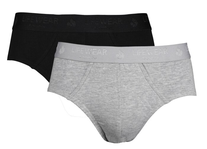 Två par bambukalsonger, ett svart och ett grått, av märket Lifewear.