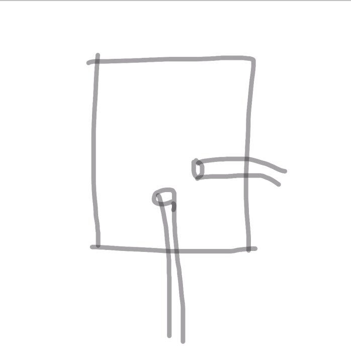 Schema över central med två stigare; en stigande och en vågrät, kopplade med tre ledningar var.