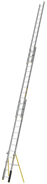 Trefaldig utskjutsstege av aluminium med gul bas.