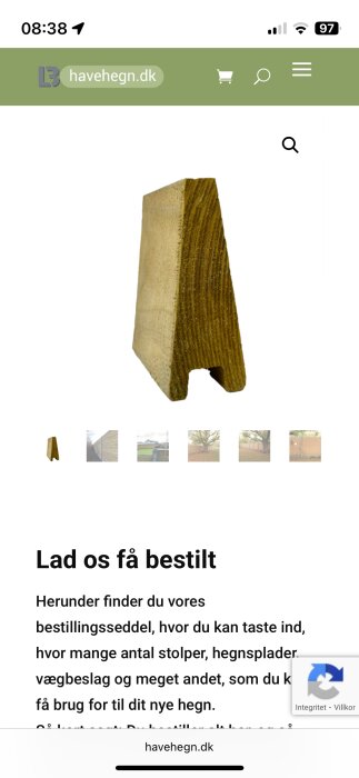 Träregel med snett avslut, för staket.