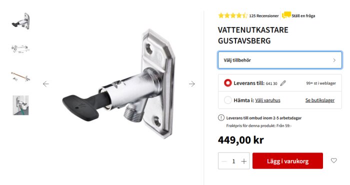 Vattenutkastare Gustavsberg med pris och köpalternativ på Bauhaus produktbild.