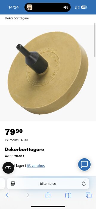 Dekorborttagare från Biltema, artikelnummer 20-011, för att enkelt ta bort dekaler utan att använda skadliga kemikalier.