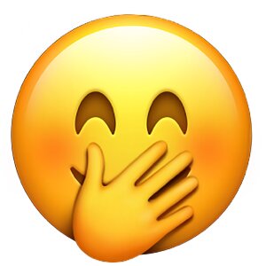 Emoji av ett leende ansikte med handen för munnen, som uttrycker glädje eller lätthet.