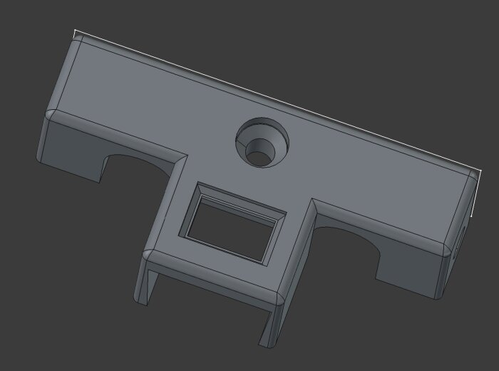 3D-modell av ett fäste för datorfläkt, skapad med hjälp av 3D-utskrift.