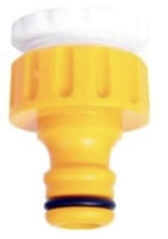 Gul slangkoppling utan o-ring i svart gummi.