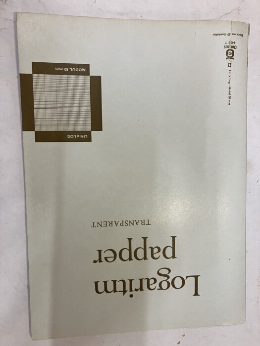 Logaritmpapper med texten "Lin x Log Modulus 50 mm" och ett rutnät i brun färg.