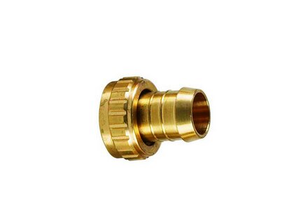 Slangförskruvning i mässing för flexibel trädgårdsslang, idealisk för kryssarmerad slang som Gardena, ansluts enkelt och kostnadseffektivt.