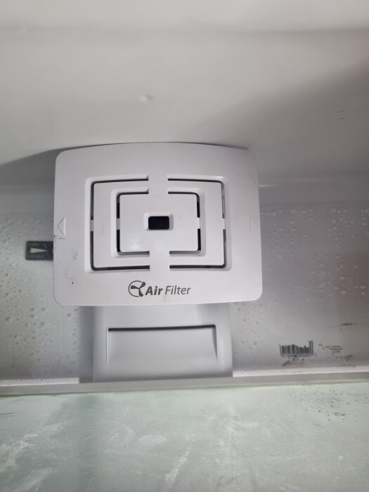 Kylskåpsvägg med isbildning och en synlig Air Filter-modul.