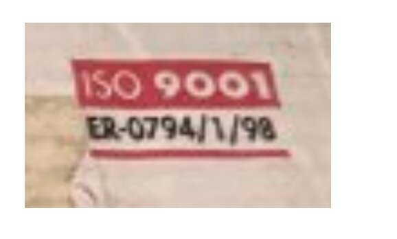 Text som visar 'ISO 9001' och 'ER-0794/1/98'.
