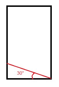 Rektangel med markering av 30 graders vinkel.