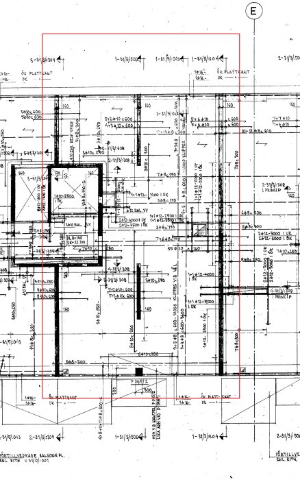 Konstruktionsritning av badrummet, visar väggarna som icke-bärande och ej i betong.