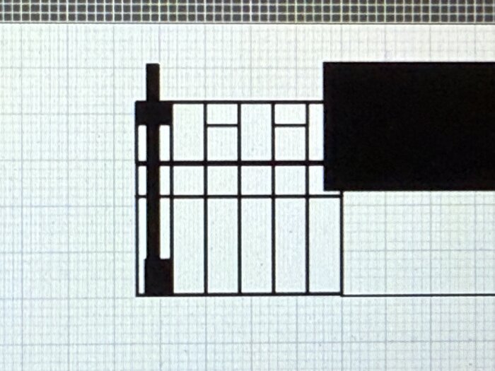 Ritning av planerad tillbyggnad för ett orangeri vid ett hus, visar strukturell layout med isolerad platta och paneler.