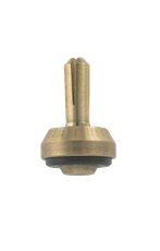 Mässingskomponent med gängad topp och svart o-ring, troligen en reservdel för VVS eller vattenanslutning.