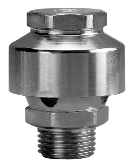 Förkromad vacuumventil av metall med gängad anslutning, potentiellt en Durgo-modell.