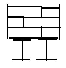 Stålbalkar typ HEA140-HEA160 under en halv riven vägg i byggnadsillustration.