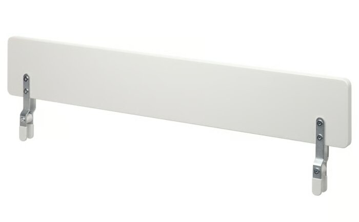 Vit säkerhetsbräda med smalt fäste, designad för barnsängar.