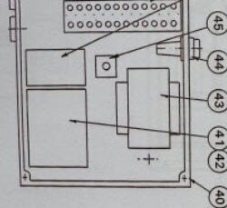 Kopplingsschema för kretskort med nummermärkta komponenter, bland annat kontaktor och motorskydd.