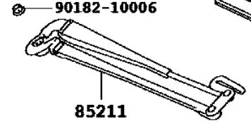 Explosionsritning av vindrutetorkare, Toyota Ractis, med markerade reservdelar; arm med artikelnr 85211 visas i fokus.