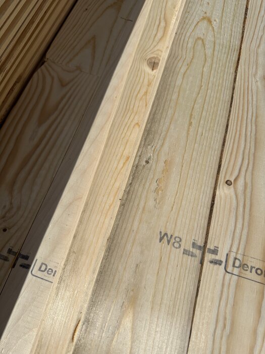 Flera spontluckor med fläckar av fukt och påväxt, liggande bredvid varandra i solljus.