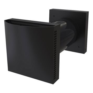 Svart ventilationsgaller för montering vid golvet.