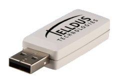 En USB-enhet från Telldus Technologies, vit design med logotyp på ovansidan.