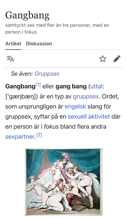 En grupp människor i historiska kläder är engagerade i en intim scen framför blå draperier.