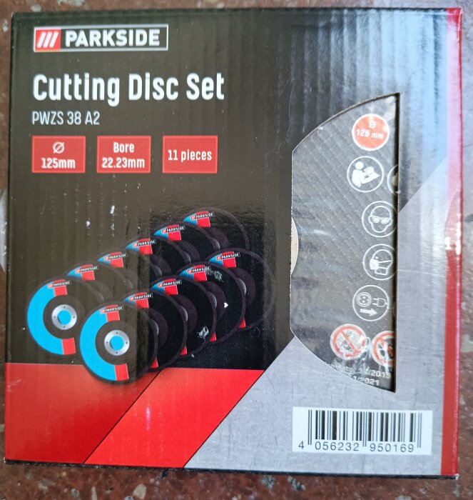 Förpackning med Parkside kapskivor, 11 stycken, 125 mm diameter.