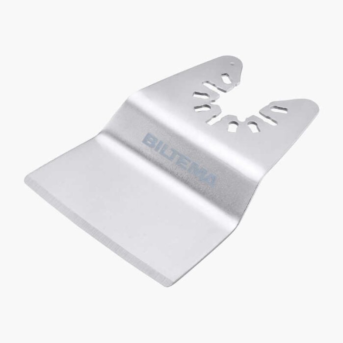Multiverktygstillbehör för klinkersborttagning i metall, identifieras av Biltema-märkning.