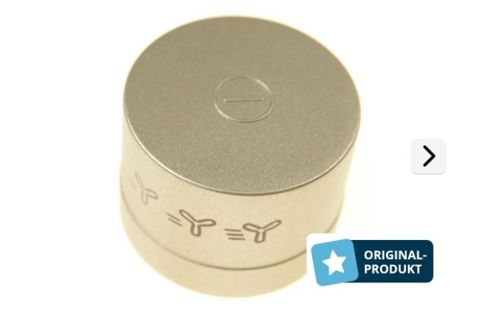 Vred till köksfläkt Faber Roblin från Ikea, cylinderformad med symboler, beige färg, märkt som originalprodukt.