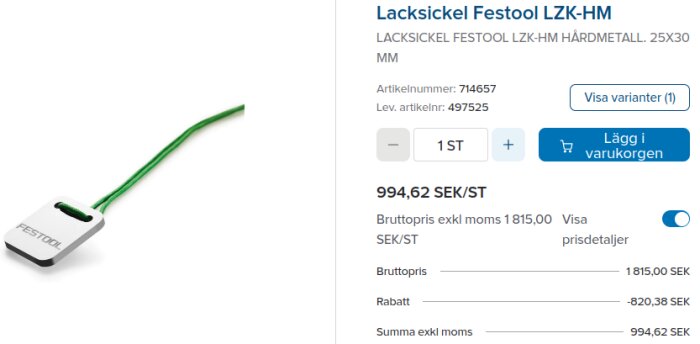 Lacksickel Festool LZK-HM produktbild och pris, 994,62 SEK/st med rabatt, artikelnummer 714657.