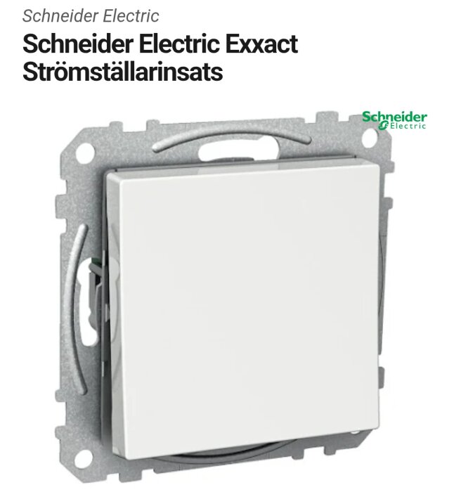 Schneider Electric Exxact strömställarinsats utan ram, designad för montering i tvåfacksramar, visar modern stil och enkel installation.