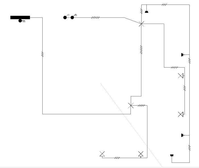 Elektriskt kopplingsschema med symboler för strömbrytare, lampor och ledningar, med förfrågan om det ser korrekt ut.