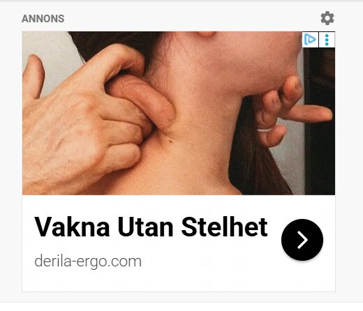 Man masserar nacke och axel på en person i en annons för "Vakna Utan Stelhet".