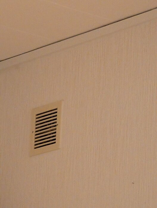 Ventilationsgaller på vägg i äldre hus, diskussion om luftflöde och behov av tilluftsventiler.
