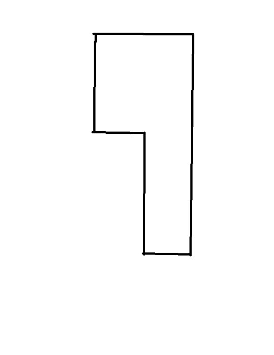 Ritning av vinkelrätt hörn för markering av kapning i betonghålsten eller limträ.