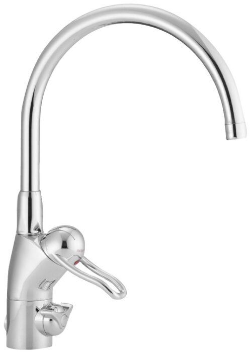 Köksblandare från FMM 9000-serien, troligen modell FMM 9151-0000, med hög rund pip och kromfinish.
