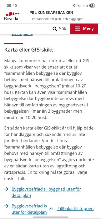 Boverkets webbplats med information om kartor och GIS-skikt som stöd för bygglovsprocesser.